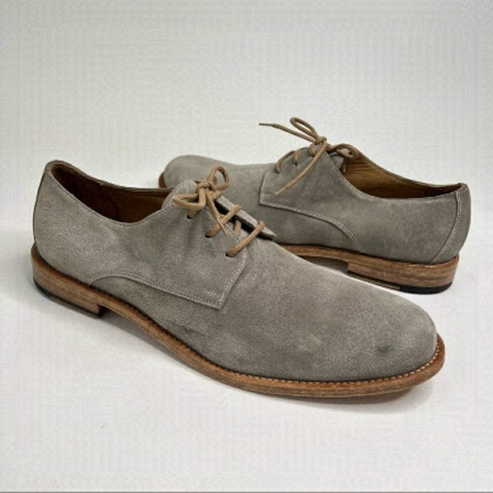 𝅺new Dusica Smokey Grey Suede Leather Dressy Casual Preppy Lace-up Oxford Shoes